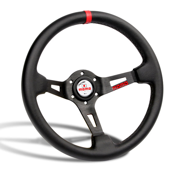 Red Line 350mm MOMO Racing Steering Wheel Microfiber Leather with MOMO Horn Button