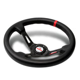 Red Line 350mm MOMO Racing Steering Wheel Microfiber Leather with MOMO Horn Button