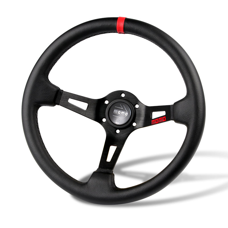 Red Line 350mm MOMO Racing Deep Dish Steering Wheel Microfiber