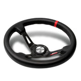 Red Line 350mm Racing Steering Wheel Microfiber Leather For Silver momo hub X1
