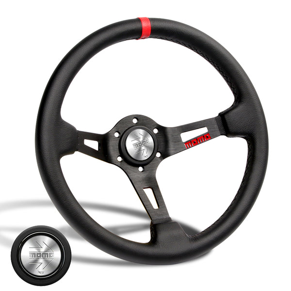 Red Line 350mm Racing Steering Wheel Microfiber Leather For Silver