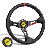 Red Line 350mm Racing Steering Wheel Microfiber Leather For YLBKA momo hub X1