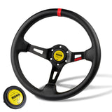 Red Line 350mm Racing Steering Wheel Microfiber Leather For YLBKA momo hub X1