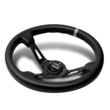 Deep Dished 350mm Racing Steering Wheel Microfiber Leather For momo hub X1 (BKSL