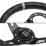 Deep Dished 350mm Racing Steering Wheel Microfiber Leather For momo hub X1 (BKSL