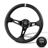 Deep Dished 350mm Racing Steering Wheel Microfiber Leather For momo hub X1 (BKSL