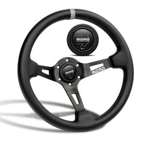 Deep Dished 350mm Racing Steering Wheel Microfiber Leather For momo hub X1 (BKSL