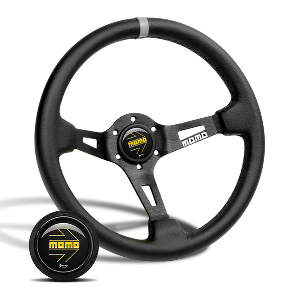 Deep Dished 350mm Racing Steering Wheel Microfiber Leather For momo hub X1 (YL00