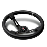 White Line 350mm MOMO Racing Steering Wheel Microfiber Leather with MOMO Horn Button