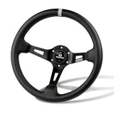 White Line 350mm MOMO Racing Steering Wheel Microfiber Leather with MOMO Horn Button