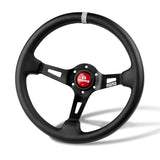 White Line 350mm MOMO Racing Steering Wheel Microfiber Leather with MOMO Horn Button