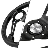 Deep Dished 350mm Racing Steering Wheel Microfiber Leather For momo hub X1 (SL22