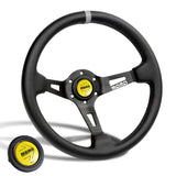 Deep Dished 350mm Racing Steering Wheel Microfiber Leather YLBKA For momo hub X1