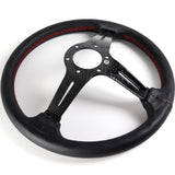 Nardi New Carbon Look Spoke 350MM/ 13.78" Black Leather with Red Stitching Steering Wheel with Nardi Logo Horn Button