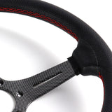 Nardi New Carbon Look Spoke 350MM/ 13.78" Black Leather with Red Stitching Steering Wheel with Nardi Logo Horn Button
