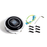 Nardi New Neo Chrome Spoke 350MM/ 13.78" Black Leather with Red Stitching Steering Wheel with Nardi Logo Horn Button