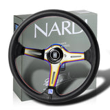 Nardi New Neo Chrome Spoke 350MM/ 13.78" Black Leather with Red Stitching Steering Wheel with Nardi Logo Horn Button