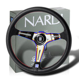 Nardi New Neo Chrome 3 Spoke 350MM/ 13.78" Black Leather with Red Stitching Steering Wheel with Nardi Logo Horn Button