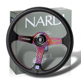 Nardi New Neo Burn 3 Spoke 350MM/ 13.78" Black Leather with Red Stitching Steering Wheel with Nardi Logo Horn Button