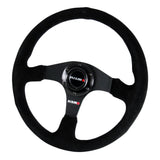 14" NISMO Racing Black Stitching Suede Sport Steering Wheel with Horn Button Universal
