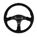 14" NISMO Racing Black Stitching Suede Sport Steering Wheel with Horn Button Universal