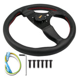 UNIVERSAL 350mm 14" SPOON SPORT STYLE Deep Dish Leather Steering Wheel For HONDA