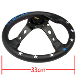 Leather Deep Dish Steering Wheel For OMP MOMO Racing Blue Stitch 330mm Vertex