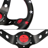 Red Stitch 7 STARS 330mm Vertex Leather Deep Dish Steering Wheel For OMP MOMO Racing