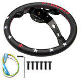 Red Stitch 7 STARS 330mm Vertex Leather Deep Dish Steering Wheel For OMP MOMO Racing