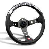330mm Vertex Leather Deep Dish Steering Wheel White Stitch For OMP MOMO Racing