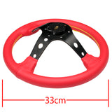 330mm Vertex Red Genuine Leather Drift Steering Wheels with Yellow Embroidery
