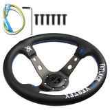 330mm Vertex Black Genuine Leather Drift Steering Wheels with White Embroidery