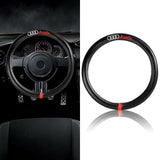 AUDI Set of Car 15" Steering Wheel Cover Carbon Fiber Look Leather with Exquisite Clock