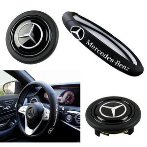Mercedes-Benz AMG Set Quality Faux Leather Black 15" Diameter Car Auto Steering Wheel Cover with LOGO Horn Button