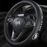 BUICK Black 15" Diameter Car Auto Steering Wheel Cover Genuine Leather New