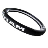 DODGE RAM Set Black 15" Diameter Car Auto Steering Wheel Cover Quality Leather with Center Console Armrest Cushion Mat Pad Cover