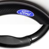 15" Carbon Fiber Style Quality Leather Car Steering Wheel Cover For All Ford NEW x1