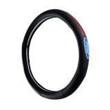 Ford Set Genuine Leather 15" Diameter Car Auto Steering Wheel Cover with Badge Logo Horn Button