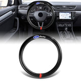 Ford ST RACING Set of Car 15" Steering Wheel Cover Carbon Fiber Style Leather with Seat Belt Covers