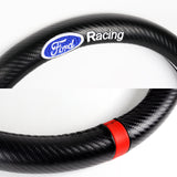 For FORD RACING 15" Diameter Car Steering Wheel Cover Carbon Fiber Look Leather X1