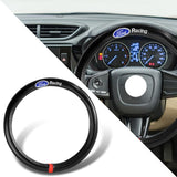 Ford Mustang Set of Car 15" Steering Wheel Cover Carbon Fiber Style Leather Ford Racing with Seat Belt Covers