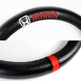 For Honda 15" Diameter Car Steering Wheel Cover Carbon Fiber Look Leather X1
