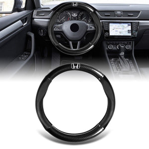 15" Carbon Fiber Style Quality Leather Car Steering Wheel Cover For All Honda NEW x1