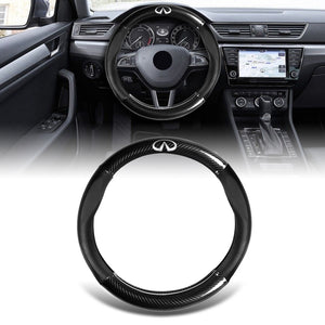 15" Carbon Fiber Style Quality Leather Car Steering Wheel Cover For All INFINITI NEW x1