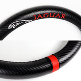 For JAGUAR 15" Diameter Car Steering Wheel Cover Carbon Fiber Look Leather X1