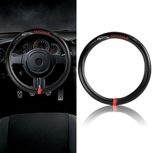 For JAGUAR 15" Diameter Car Steering Wheel Cover Carbon Fiber Look Leather X1