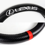 For all LEXUS 15" Diameter Car Steering Wheel Cover Carbon Fiber Look Leather X1