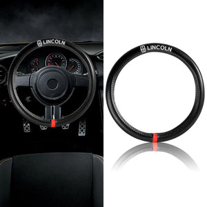 For all LINCOLN 15" Diameter Car Steering Wheel Cover Carbon Fiber Look Leather X1