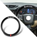 LINCOLN Set of Car 15" Steering Wheel Cover Carbon Fiber Style Leather with Seat Belt Covers