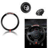 MazdaSpeed MAZDA Set Carbon Fiber Look Quality Leather 15" Diameter Car Auto Steering Wheel Cover with Black / Silver Horn Button